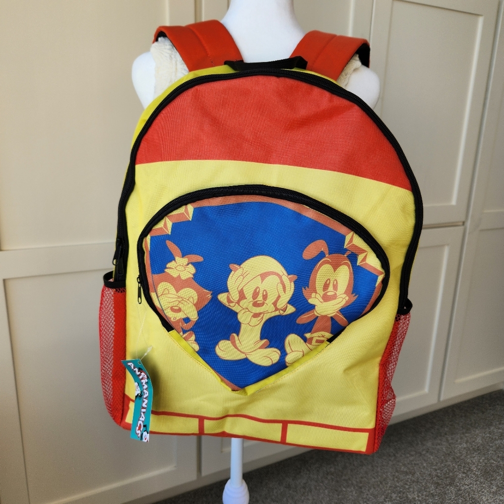 NEW Animaniacs Backpack Bag Orange Yellow Bright Colorblock WB Lootcrate Retro